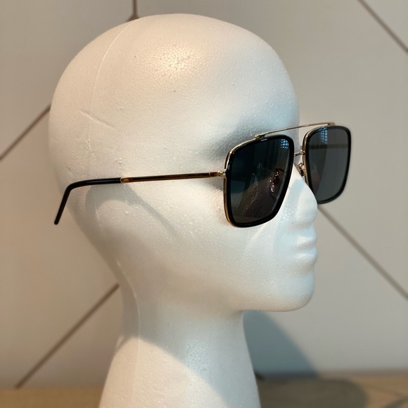 Dolce & Gabbana Gold Black Metal Square Sunglasses Brown...